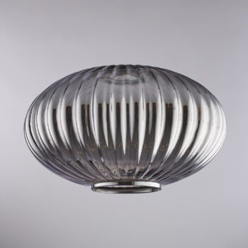 diffusore in vetro soffiato grigio specchiato con decoro rigatura in rilievo