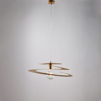 Sospensione con diffusore taglio laser in ferro laccato bianco opaco e decorazione oro antico con cavo elettrico regolabile 1 luce