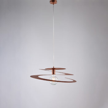 Sospensione con diffusore taglio laser in ferro laccato nero opaco e decorazione rame antico con cavo elettrico regolabile 1 luce