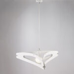 Sospensione con diffusore taglio laser in ferro laccato bianco e rifiniture cromo lucido con cavo elettrico regolabile 1 luce