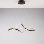 Sospensione in metallo e alluminio laccato marrone con led integrato e cavi elettrici regolabili