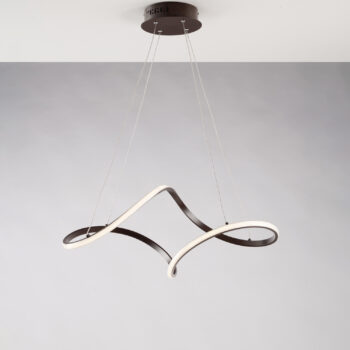 Sospensione in metallo e alluminio laccato marrone con led integrato e cavi elettrici regolabili