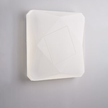 Plafoniera quadrata diametro 50 cm in acrilico bianco con led integratoo CCT + telecomando