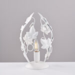 Lumetto in ferro laccato bianco con decorazione effetto shabby chic e strass in cristallo 1 luce