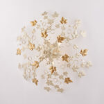 Plafoniera in ferro laccato avorio con decorazione oro antico e strass in cristallo 6 luci