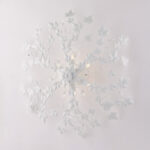 Plafoniera in ferro laccato bianco con decorazione effetto shabby chic e strass in cristallo 6 luci