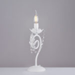 Lumetto in ferro laccato bianco con decorazione effetto shabby chic e strass in cristallo 1 luce