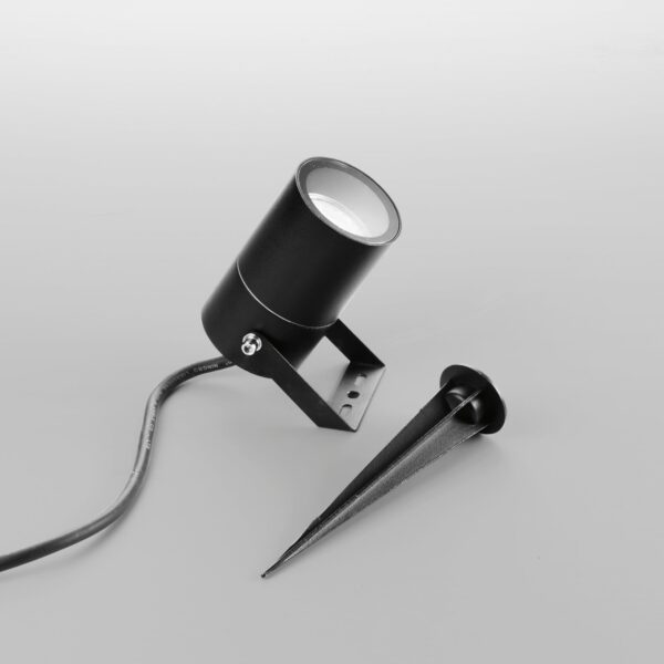 PROIETTORE AKRON NERO CON PICCHETTO 1XGU10 IP65 10X6CM