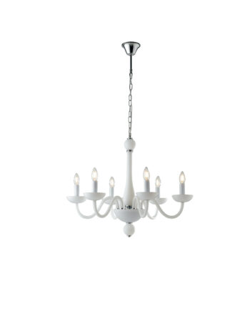 LAMPADARIO ALFIERE BIANCO/CROMO 6XE14 74X178CM