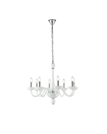 LAMPADARIO ALFIERE BIANCO/CROMO 8XE14 74X178CM