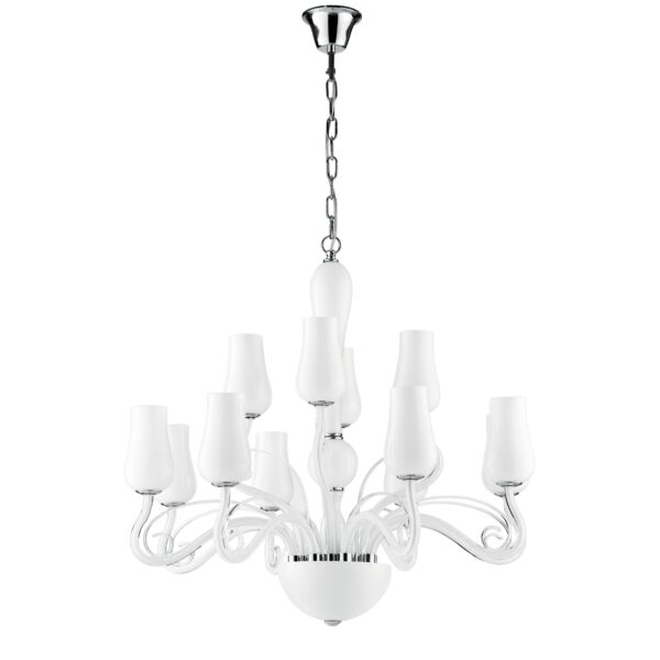 LAMPADARIO ANGEL BIANCO/CROMO 12XE14 80X140CM