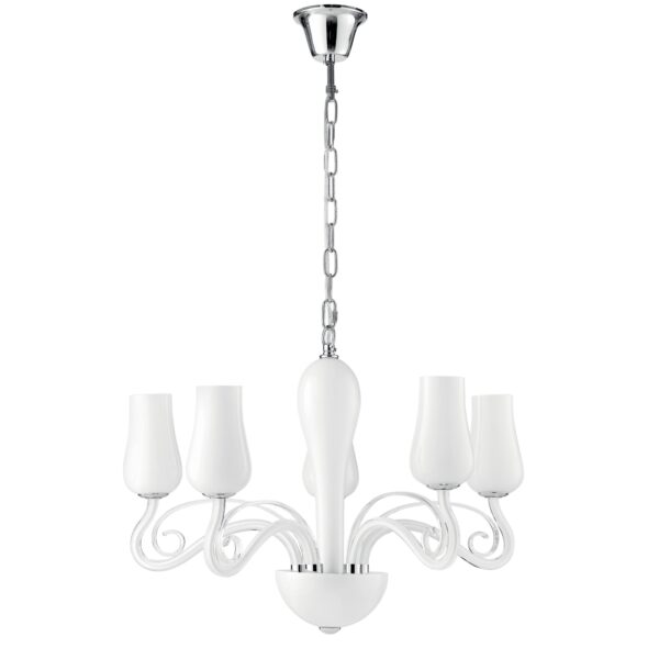 LAMPADARIO ANGEL BIANCO/CROMO 5XE14 64X120CM