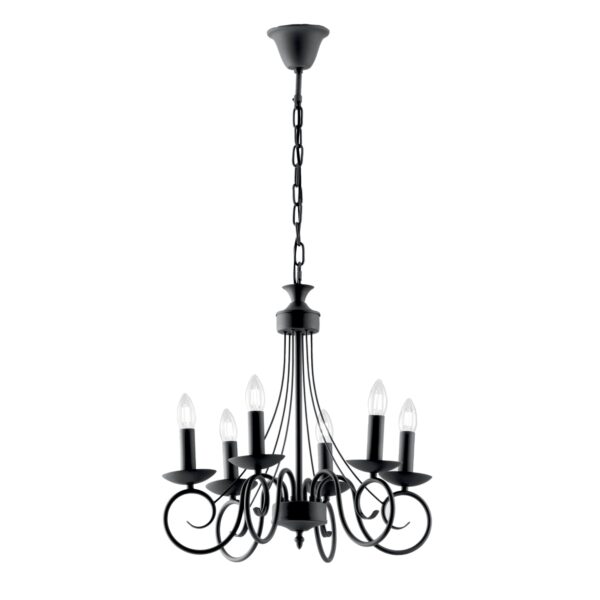 LAMPADARIO BEATRICE ANTRACITE 6XE14 50X120CM