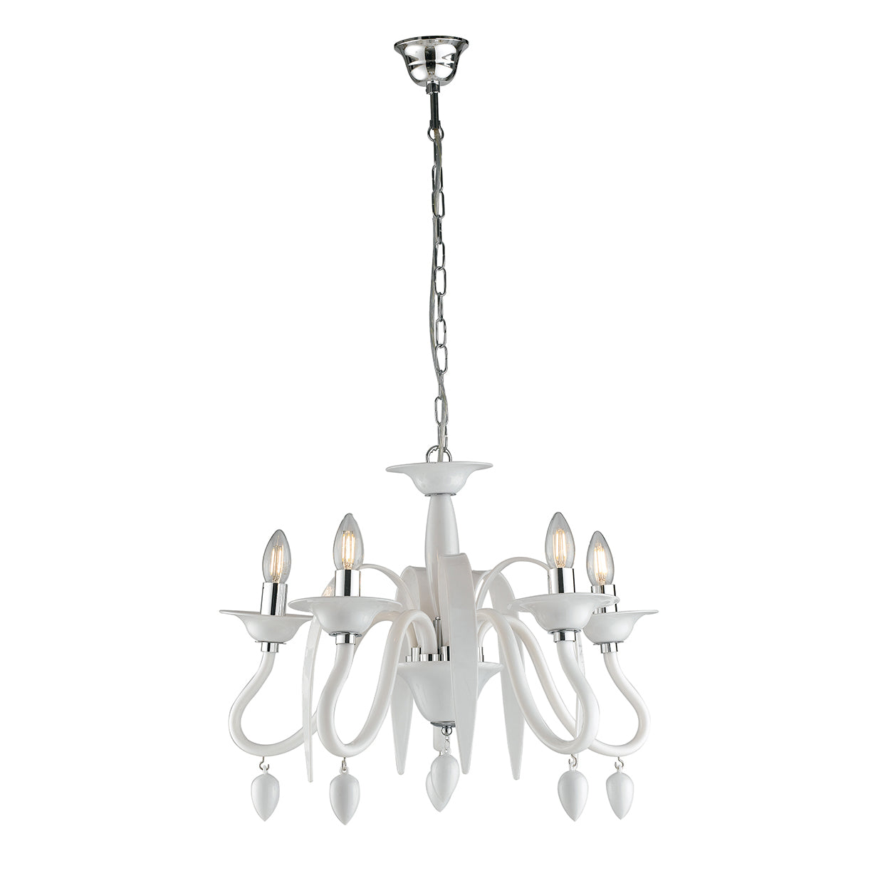 LAMPADARIO ESTEFAN BIANCO 5XE14 53X53X180CM