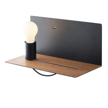 APPLIQUE FLASH NERA CON MENSOLA E USB 2A USB 1XE27 33X18X15CM