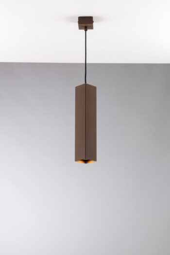 SOSPENSIONE FLUKE QUADRATA CORTEN 1XGU10 6X6X30CM