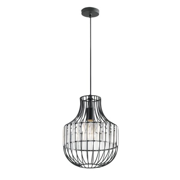 SOSPENSIONE OPIUM NERA/TRASPARENTE 1XE27 30X30X130CM