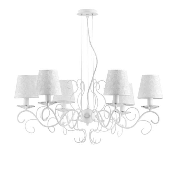 LAMPADARIO PERLA BIANCO 6XE14 82X120CM