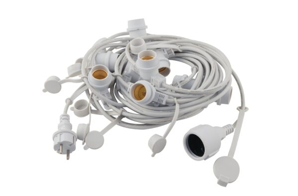 STRINGA ELETTRIFICATA PICNIC BIANCA 10XE27 IP54 CON SPINA SCHUKO 100CM