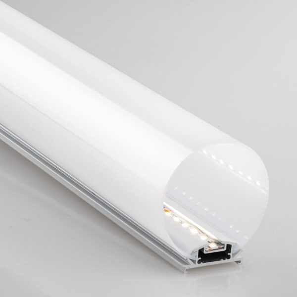 PROFILO TUBE ALLUMINIO/OPALE BIANCO CON TAPPI INCLUSI 200X6CM