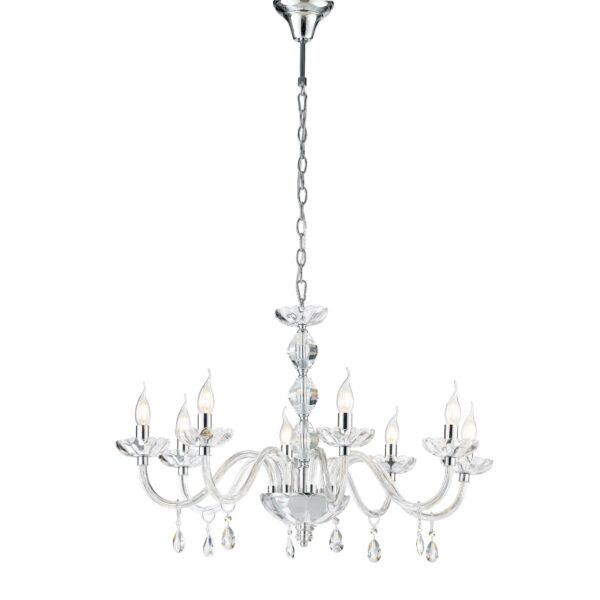 LAMPADARIO RIFLESSO CROMO 8XE14 83X190CM