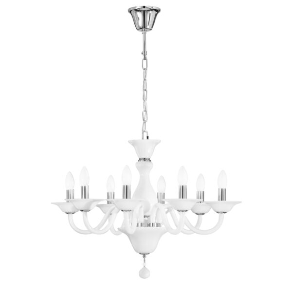 LAMPADARIO SOFFIO BIANCO/CROMO 8XE14 71X120CM