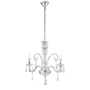 LAMPADARIO CRISTALLO TRASPARENTE 3XE14 66X135CM