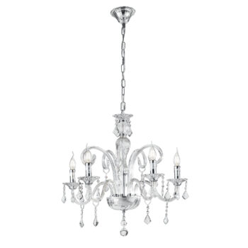 LAMPADARIO CRISTALLO TRASPARENTE 5XE14 66X135CM