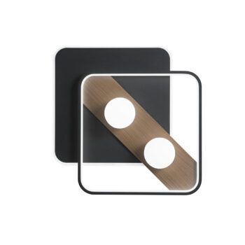 PLAFONIERA LED CRICKET NERA/LEGNO 40W 4540LM CCT 50X40X8CM