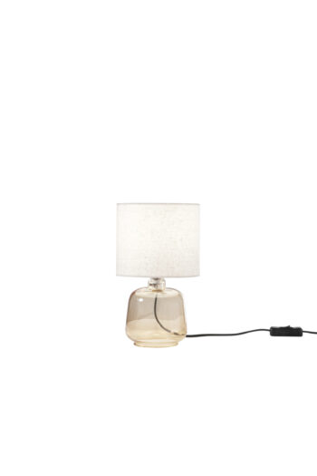 LUME EMERALD AMBRA IN VETRO CON PARALUME IN TESSUTO 1XE14 STRUTTURA D15X25CM PARALUME D15X16CM