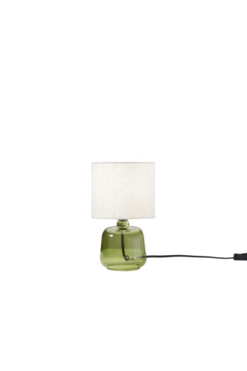 LUME EMERALD VERDE IN VETRO CON PARALUME IN TESSUTO 1XE14 STRUTTURA D15X25CM PARALUME D15X16CM