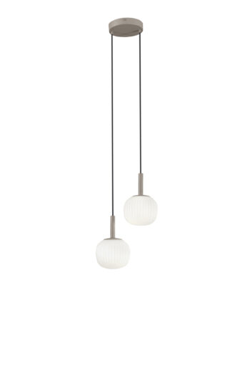 SOSPENSIONE ERIS BIANCO E MARRONE IN ALLUMINIO+VETRO 2XE14 26X15X150CM