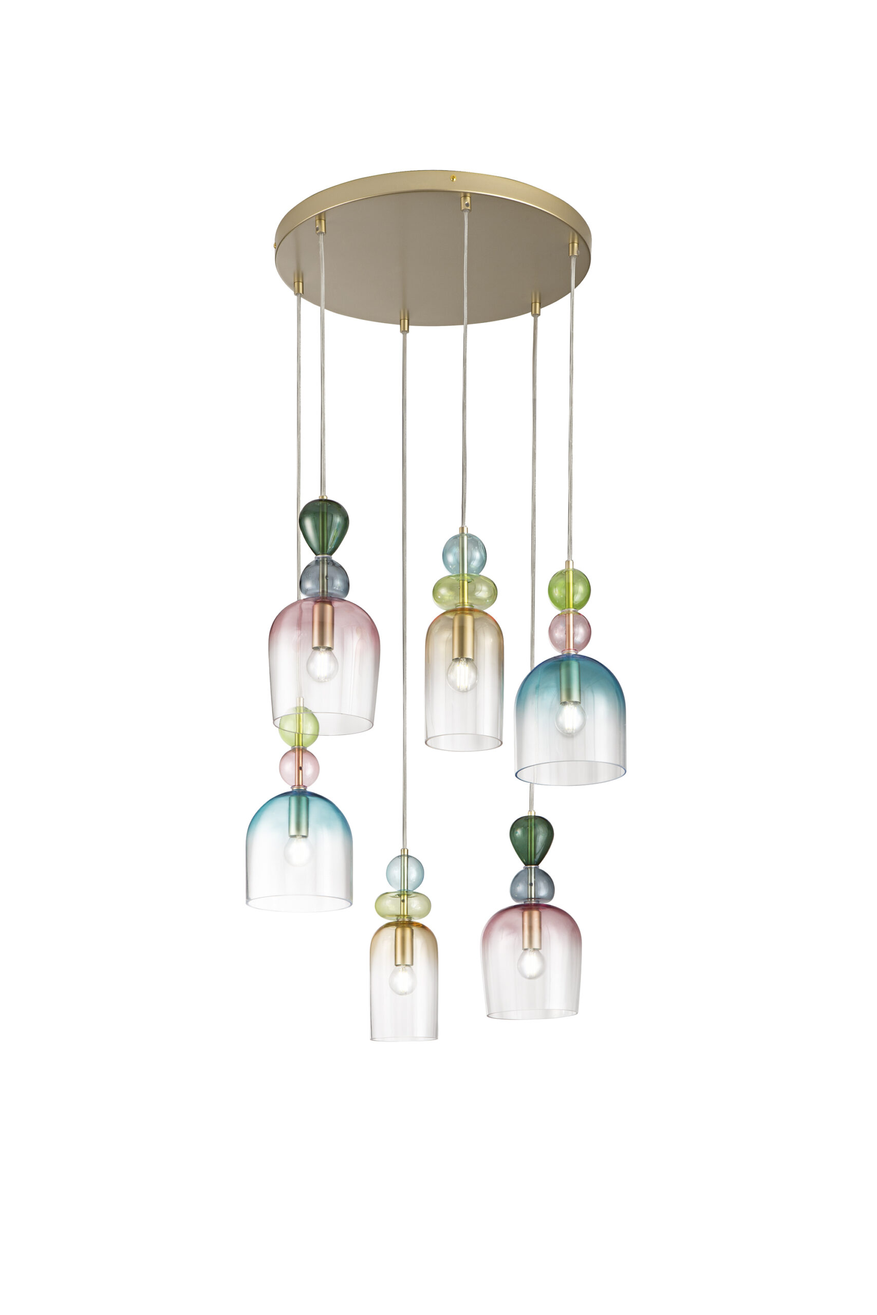 SOSPENSIONE GAUDI SEI PENDENTI IN VETRO 6XE14 57X185,5CM