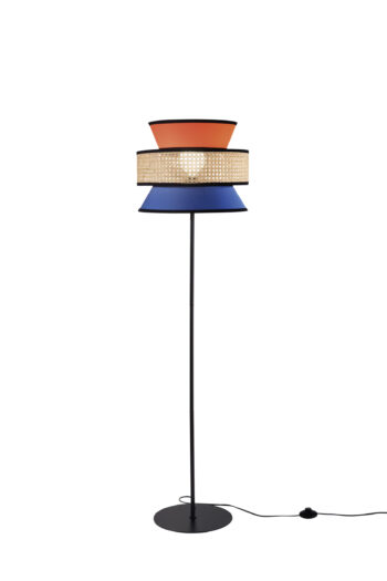 PIANTANA GAZEBO ARANZIONE+BLU+RATTAN NATURALE 1XE27 D40X145CM