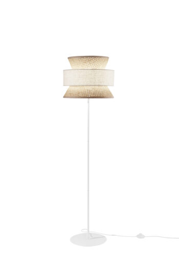 PIANTANA GAZEBO IN RATTAN NATURALE E TESSUTO BEIGE 1XE27 D40X145CM