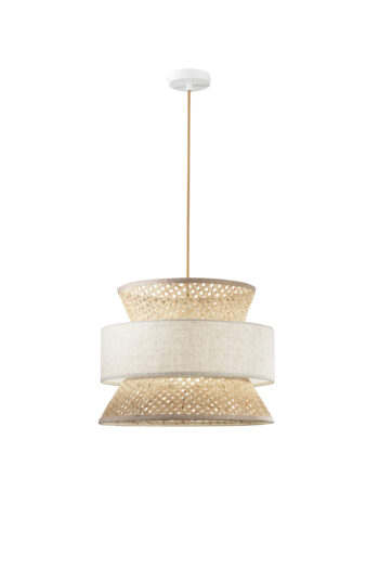 SOSPENSIONE GAZEBO BEIGE RATTAN NATURALE+BEIGE 1XE27 D40X200CM