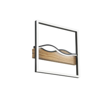 PLAFONIERA LED HAWAII QUADRATA NERA/LEGNO 40W 5120LM CCT 40X40X6,3CM