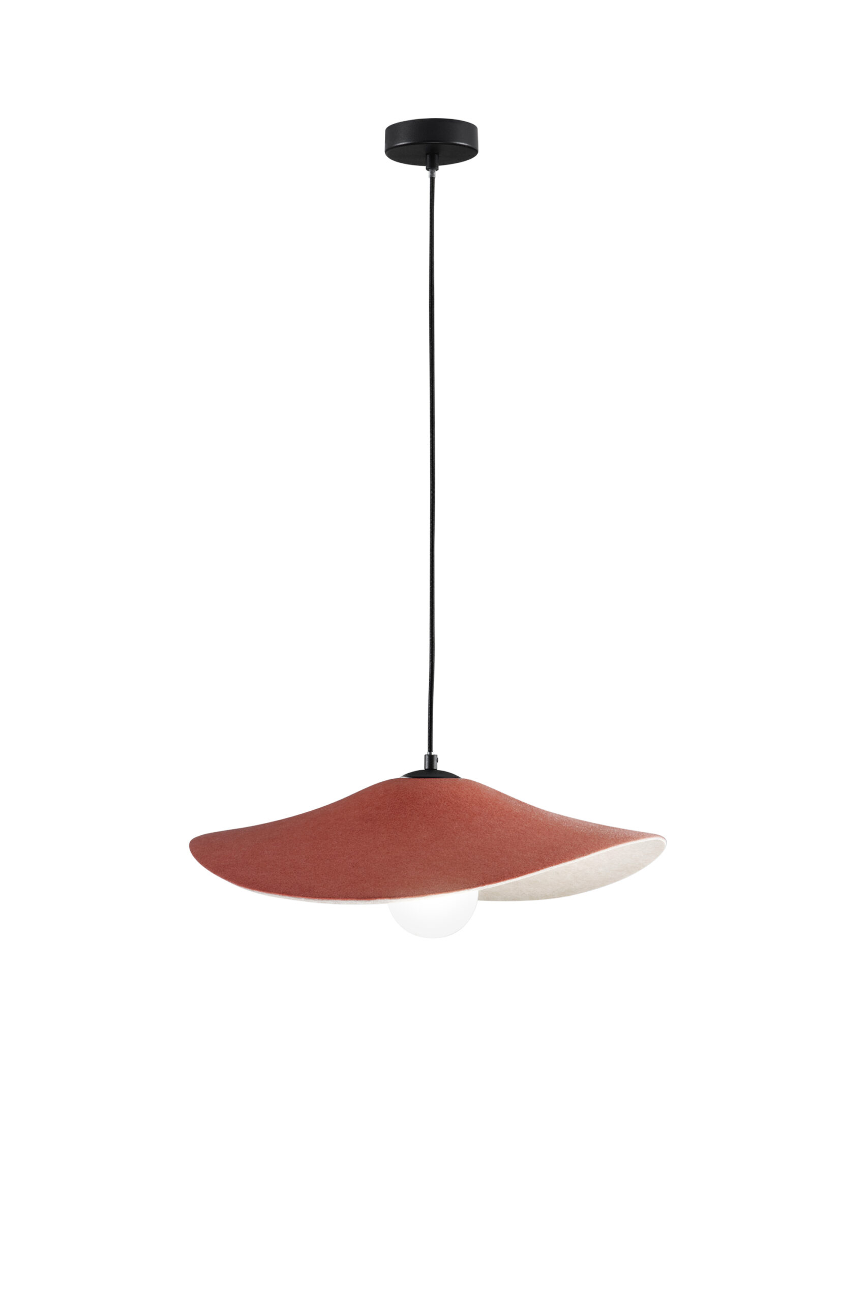 SOSPENSIONE LENGLEN IN FELTRO ARANCIONE CAVO 2M PARALUME 50CM 1XE27