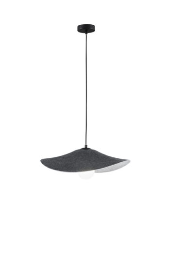SOSPENSIONE LENGLEN IN FELTRO NERO CAVO 2M PARALUME 50CM 1XE27
