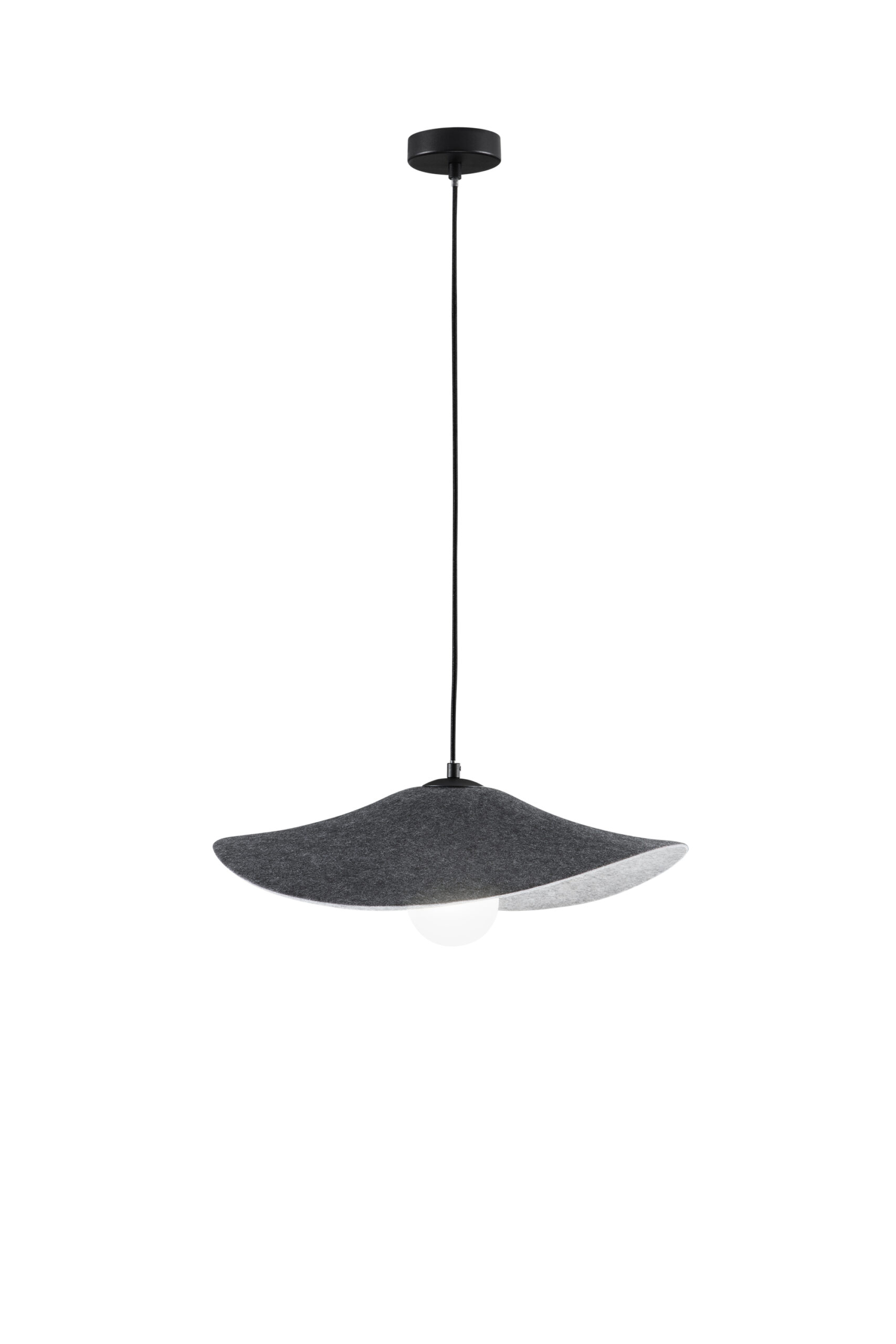 SOSPENSIONE LENGLEN IN FELTRO NERO CAVO 2M PARALUME 50CM 1XE27