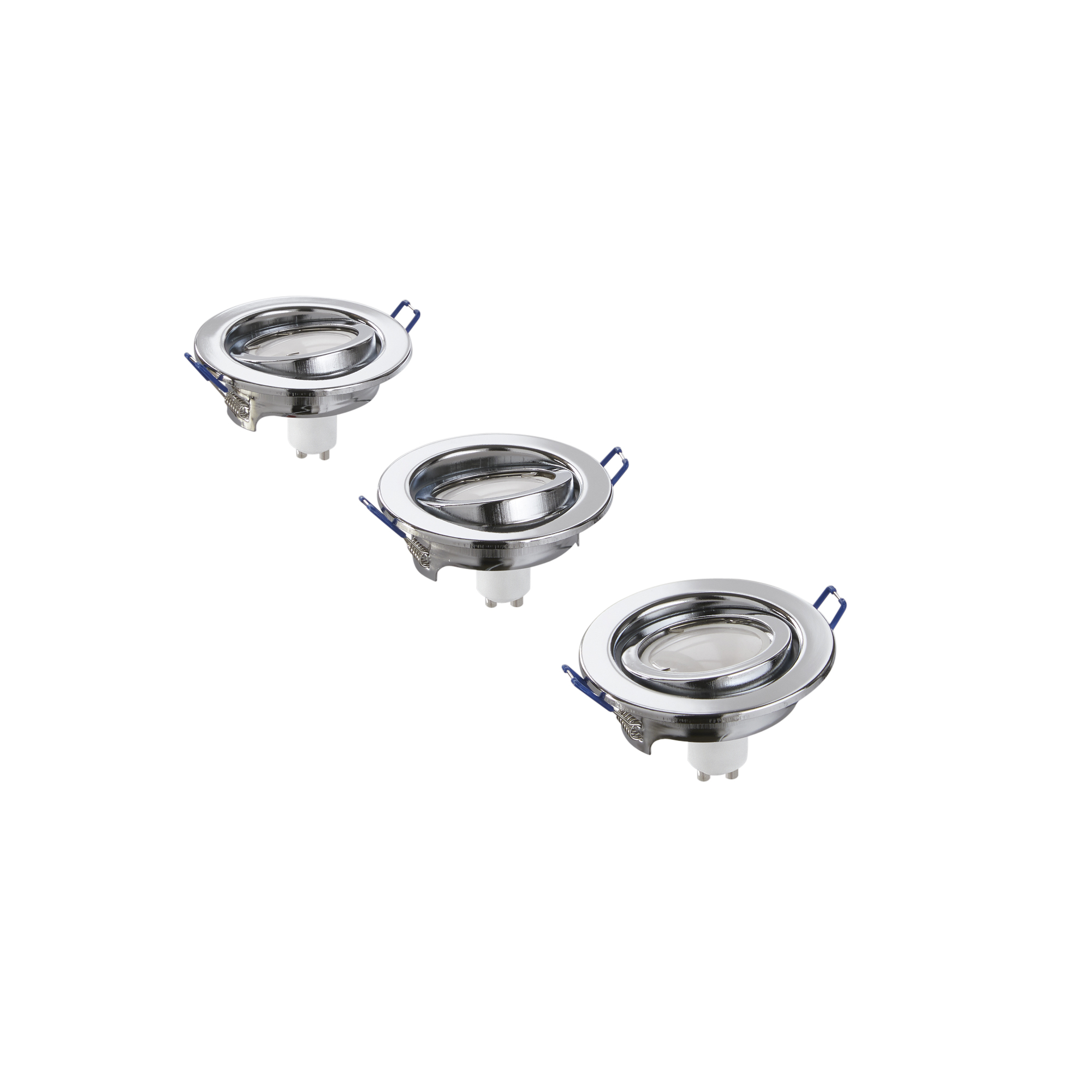 KIT 3PZ INCASSI LED MATRIX ORIENTABILI CROMO 3XGU10 5W 3X413LM 3000K 10X8X10,5CM