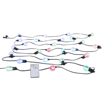 STRINGA LUMINOSA LED PICNIC NERA 12XE12 10W RGB IP44 INCLUSO TELECOMAND 730CM