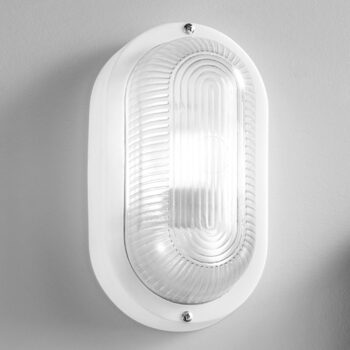 APPLIQUE TURTLE BIANCA OVALE LISCIA IN VETRO IP54 1XE27 175X95X100MM