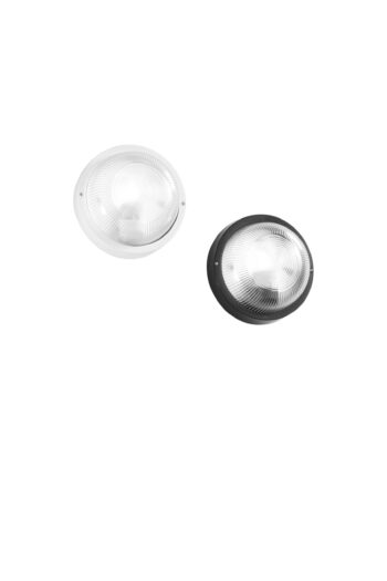 APPLIQUE TURTLE BIANCA TONDA LISCIA IN VETRO IP54 1XE27 185X185X105MM