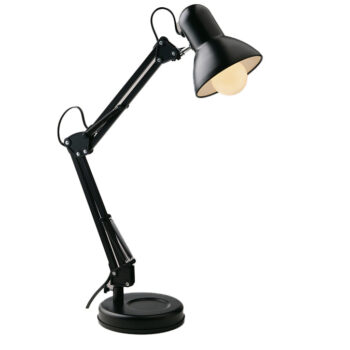 LAMPADA DA LETTURA ARCHITETTO NERA CON BASE DI APPOGGIO/FISSAGGIO AL TAVOLO 1XE27 42X15X60CM
