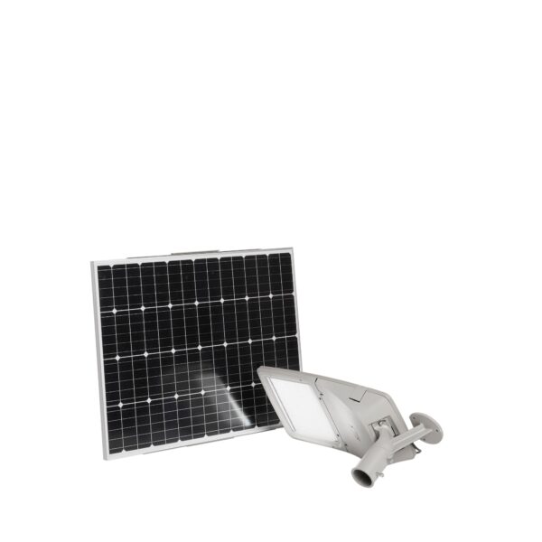 FARO SOLARE STRADALE LED FEBO SILVER 40W 6800LM 4000K IP66 PANNELLO SOLARE 62,568X25,3X29,99CM
