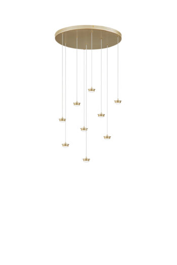 STRUTTURA ORO IN METALLO PER SOSPENSIONE COMPLETA DI PUNTO LUCE LED 27W E ø60XH192,5CM CAVO REGOLABILE 2M COMPATIBILE CON VETRO GISELLE