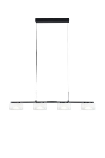 SOSPENSIONE LED EMILY BIANCA QUATTRO PENDENTI IN VETRO+METALLO 30W CCT 2700/3200/4000K 92X12X150CM