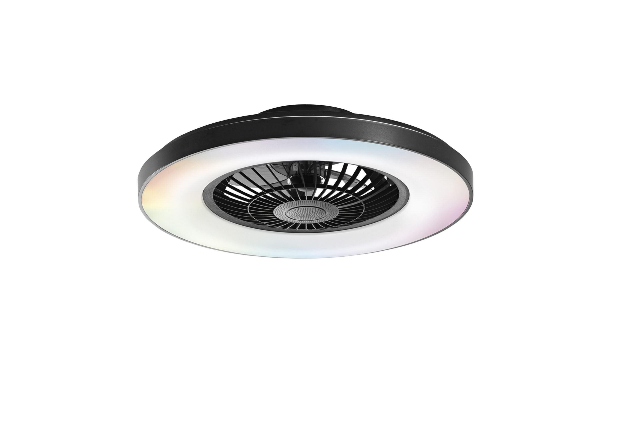 PLAFONIERA LED VENTILATORE GARBIN NERO 40W 5500LM CCT DIMM. CON TELECOMANDO RF INCLUSO E SPEAKER BLUETOOTH 15X54,5CM