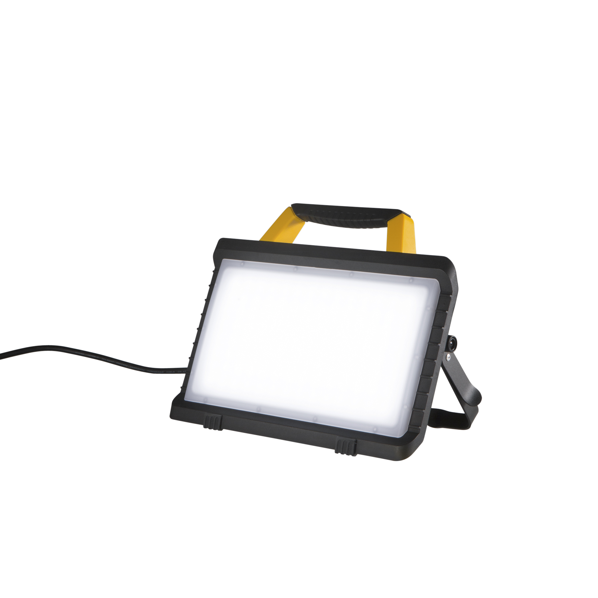 PROIETTORE LED PORTATILE KNOX GIALLO/NERO 45W 2500-4950LM CCT CAVO CON DUE PRESE SCHUKO IP54 38,5X9X